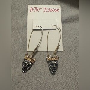 Betsey Johnson Gold and Silver Skull Earrings